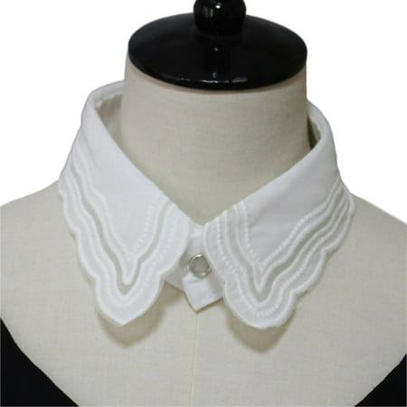 GENEMA Women Girls White Organza False Collar Diamond Beaded Jewelry Decorative Necklace Choker Embroidery Floral Lace Dickey Clothing Accessories