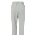 thumbnail image 4 of yunLCZ Pants for Women High Waisted High Waist Linen Capris For Women Drawstring Elastic Waist Harem Pant Basic Lightweight Linen Pant, 4 of 4