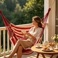 thumbnail image 4 of YingYouFu Hanging Hammock Chair with Rope, Macrame Cotton Swing Seat for Outdoor Patio Deck Porch, Indoor Bedroom Balcony Relaxing Swing Chair, 4 of 6