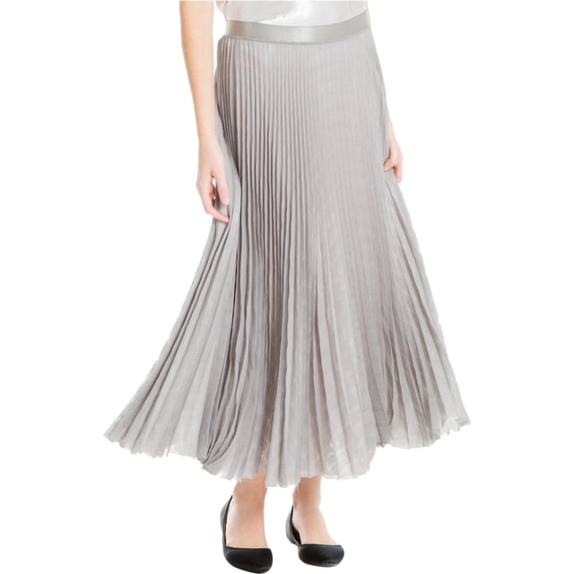 Max Studio London Falda acampanada plisada para mujer, gris, grande Max Studio London Alinear
