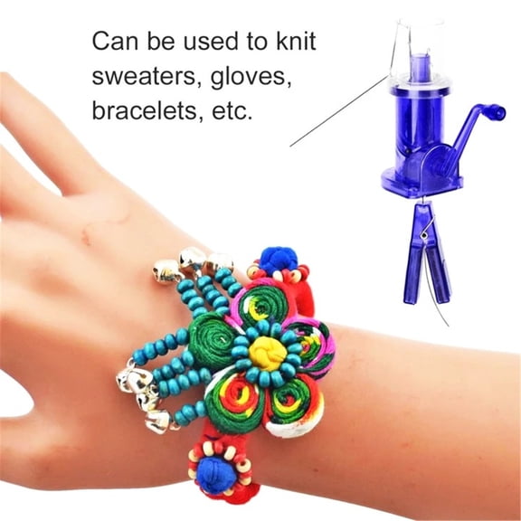 Hand Crank Knitting Machine Portable DIY Cord Weaving Tool For Beginners And Jewelry Making Easy Knitting Loom For Bracelets And Crafts With Wooden Bead Holder