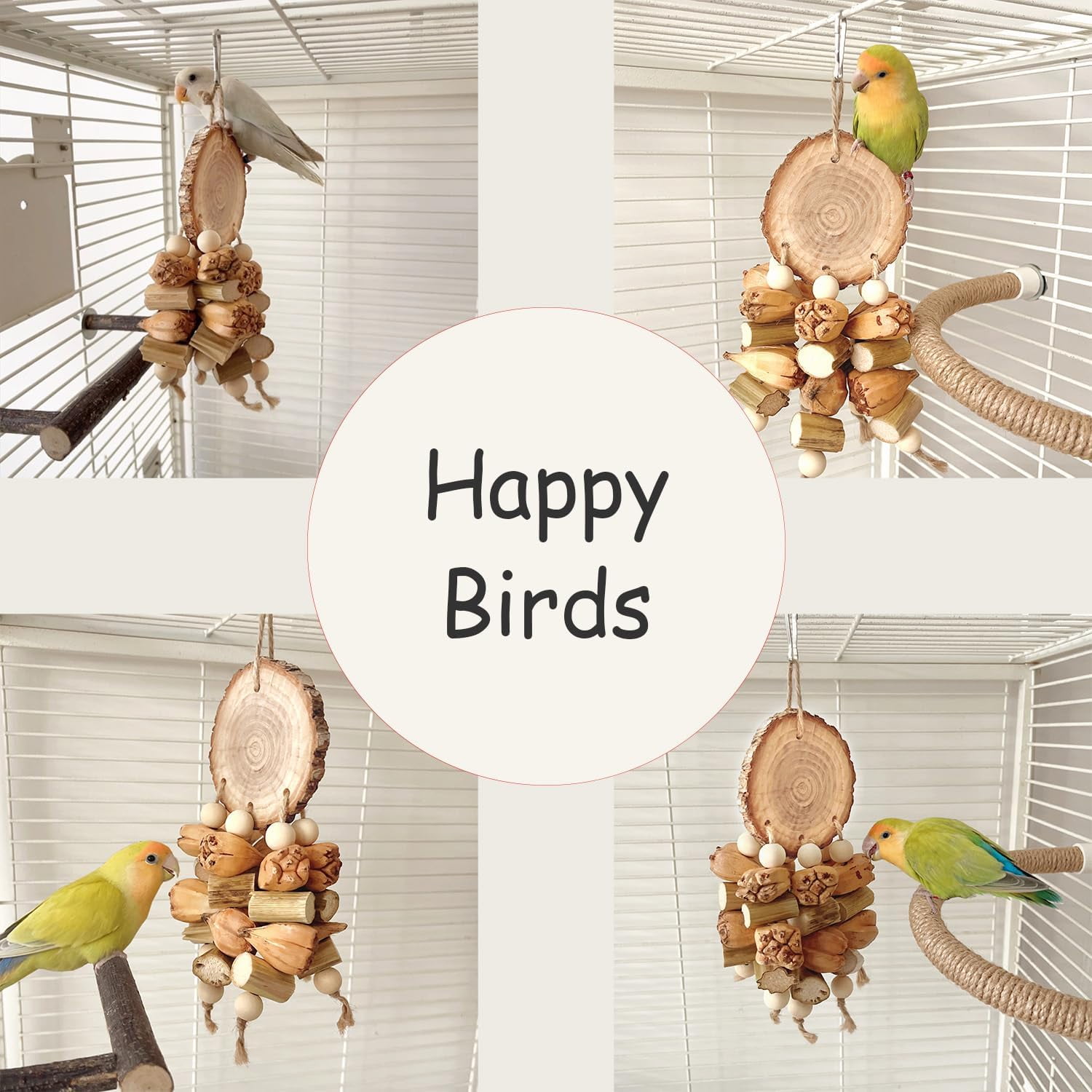 Natural Bird Toys for Parakeet, Parrot, Cockatiel, Budgie, Conures - Foraging Toys