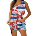 thumbnail image 2 of DailyTrove Women's Floral & Stripe Print Sleeveless Tunic - Casual V-Neck Top, Flowy for Beach & Travel, 2 of 5