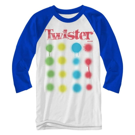 Twister Logo Drips Board Game Raglan Style 3/4 Length Sleeve Classic Retro Funny Halloween Adult Mens Graphic Shirt