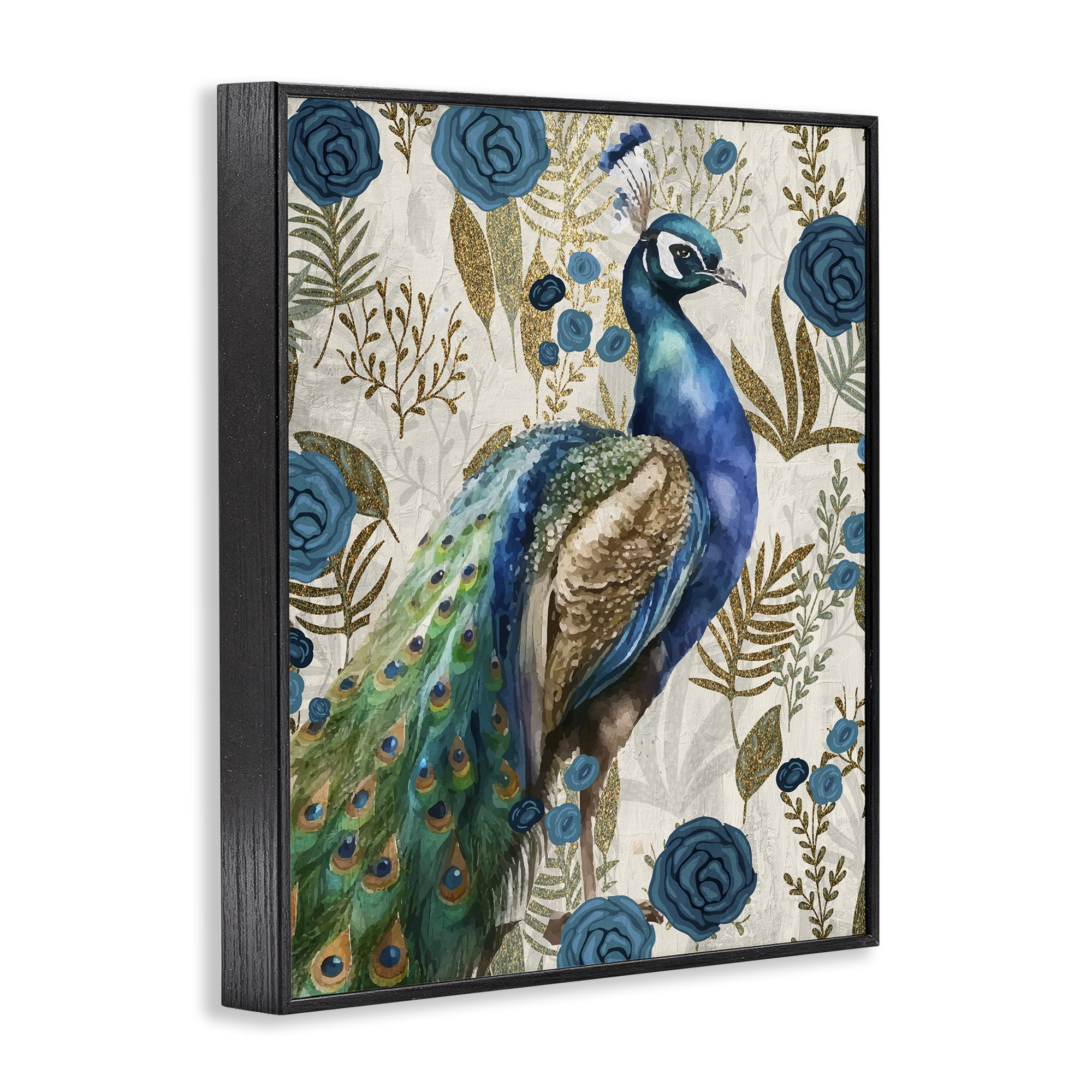 Stupell Industries Peacock Pride Botanicals Black Framed Giclee Art, design by Kim Allen