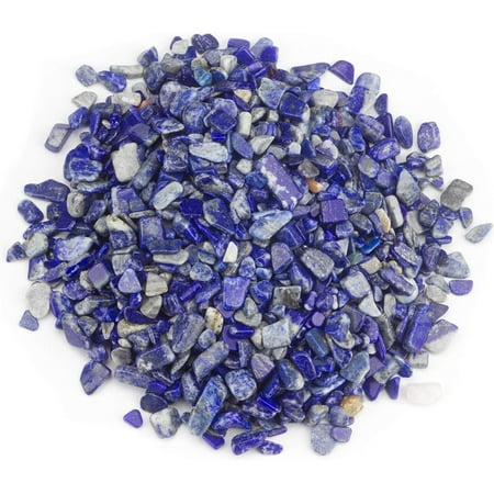 0.72lb Natural Crushed Crystal Tumbled Chips Aquarium Fish Tank Gravel Crushed Crystal Gemstones for Crafts Beautiful Package for Vase Fillers Garden Succulent Plants Decor(Lapis Lazuli)