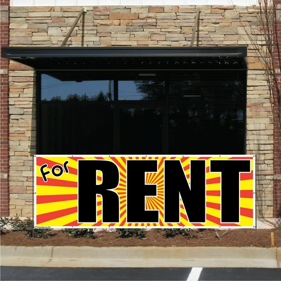 Business Banner - 2' x 6' "For Rent" - Vinyl Banner, with Grommets for Hanging