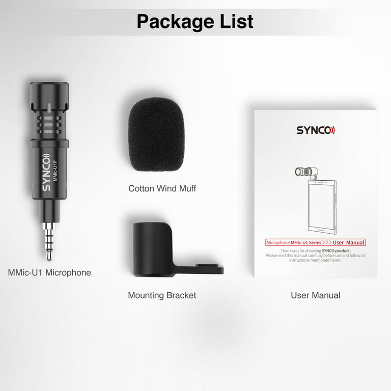 Synco MMic-U1P Smartphone Microphone Cardioid Condenser Mic with 3.5mm TRRS Plug for Smartphone Tablet Vlogging Live Streaming Video Recording