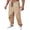 A Khaki, variant on Ndbuld Men Athletic Pants Casual Sport Pocket D Zipper Solid Color Elastic Waist Cargo Pants Black,S