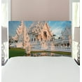 thumbnail image 1 of East Headboard, Palace Formed Building with Ornate Royal Curving Located in North History, Upholstered Decorative Metal Bed Headboard with Memory Foam, Twin Size, White Green Blue, by Ambesonne, 1 of 4