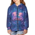 thumbnail image 3 of Chaqlin Purple Cute Axolotl Butterfly Girls Long Sleeve Hooded Pullover Lightweight with Pockets Trendy Comfy Top for Teens Fall Size 10-12, 3 of 7