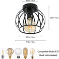 thumbnail image 2 of Lampe de Plafond Vintage, Lampe de Plafond Semi-Pelucheuse Noire, 2 of 5
