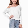 thumbnail image 2 of WXFAZCVU Girls Off the Shoulder Tops Trendy Long Sleeve Shirt Fall Clothes Everyday Wear Size 10-11 Year, 2 of 4