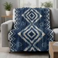 thumbnail image 2 of Navy Blue Blanket Soft Cozy Warm Throw Blanket for Couch, Plush Fuzzy Flannel Fleece Blankets for Sofa, Vintage Tribal Abstract Geometric Tie Dye Art Bed Blankets Lightweight Gifts for Women, 32"x48", 2 of 9