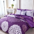 thumbnail image 3 of Koniroom 8Pcs Purple Comforter Set Queen Size, Botanical Bed In a Bag with Flowers Bloom Printfor Women Teen Girls, 3 of 10