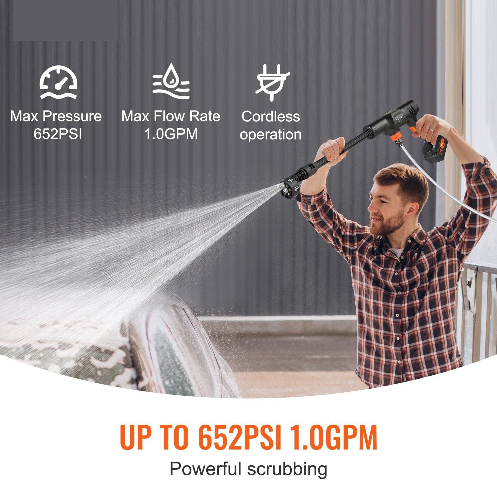 Cordless Pressure Washer 652 PSI 1.0 GPM Portable Power Cleaner