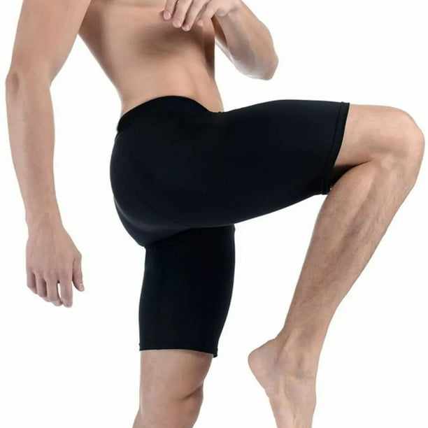 Pantalones cortos deportivos de compresión de alta elasticidad, frescos, de secado rápido, transpirables, para hombres, para entrenar, correr, andar en bicicleta, color negro, L