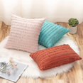 thumbnail image 4 of Wekity Juego de 2 fundas de almohada decorativas estilo bohemio, de lino, a rayas, con estampado de jacquard, para sofá, sala de estar, dormitorio, 20.0 x 20.0 in, color aguamarina, 4 of 5
