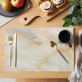 thumbnail image 2 of White Marble Placemats Set&nbsp;of 1 Gold Gradient Abstract Stone Cracks Texture Heat Insulation Washable Place Mats, Rustic Non-Slip Table Mats for Dining Table Party Kitchen Decor,13x19 Inch, 2 of 9