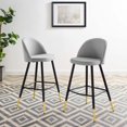 thumbnail image 2 of Bar Stool Chair Barstool, Set of 2, Velvet, Metal Steel, Light Grey Gray, Modern Contemporary Urban Design, Bar Pub Cafe Bistro Hotel Restaurant Hospitality, 2 of 10