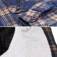 thumbnail image 4 of Men's Heavyweight Flannel Zip Up Fleece Lined Plaid Sherpa Hoodie Jacket (555R - Navy/Beige, L), 4 of 5