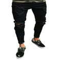 thumbnail image 1 of Men Slim Biker Denim Jeans Skinny Frayed Pants Distressed Rip Troursers, 1 of 6