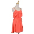 thumbnail image 3 of En Creme Darling Flowy Butterfly Ruffle Neckline Crochet Dot Hem Coral Dress, 3 of 4