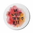 thumbnail image 1 of Love What You Do Mouse Pad for Computers, Aquarelle Color Drop Background in Warm Toned Hearts, Round Non-Slip Thick Rubber Modern Gaming Mousepad, 8" Round, Vermilion Pale Orange, by Ambesonne, 1 of 2