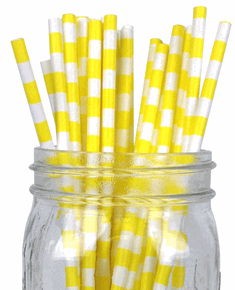 25pcs Plastic Drinking Straws Retro Stripe Print for Birthday Wedding Party