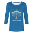 thumbnail image 2 of Cilsoka Summer Blouses for Women 2026, Hanukkah Shirt Women Menorah Print T Shirts 3/4 Length Sleeve Hanukkah Shirts Loose Fit Crew Neck Tunic Tops, Graphic Trendy Tees, 2 of 4