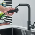 thumbnail image 3 of Matte Black Pull Out Kitchen Sink Faucet Two Model Stream Sprayer Nozzle Stainless Steel Hot Cold Wate Mixer Tap Deck, 3 of 5
