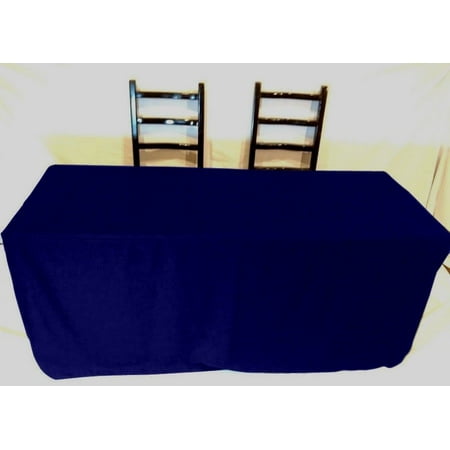 

8 ft Fitted Polyester Tablecloth SLIT BACK TableCover Trade show Booth 18 COLOR (Color: Navy)
