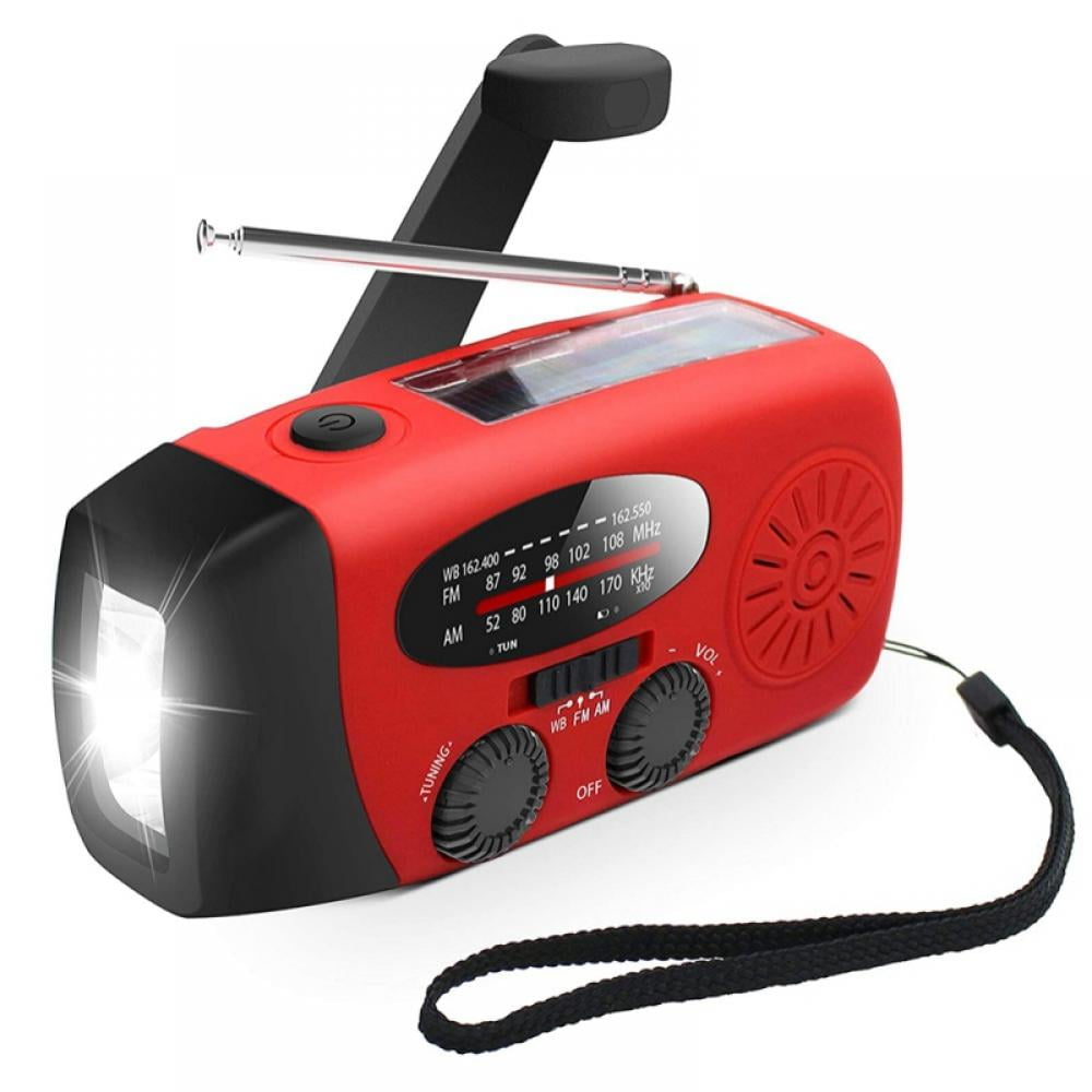 Hurricane Supplies Hand Crank Battery Operated Solar Survival Radio with AM/FM LED Flashlight Emergency Radio,NOAA Weather Radio 2000mAh Cell Phone Charger Reading Lamp 
