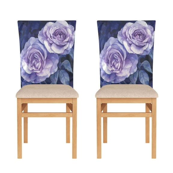 WOBOGO Lilac Rose Dining Room Chair Covers 2 Pieces Super Fit Elastic Fiber Removable Washable Protective Cover