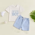 thumbnail image 2 of Nwiuh Toddler Baby Boy Girl First Birthday Outfit Short Sleeve Plaid Shorts Sets Summer Birthday Clothes 2Pcs White for Size 12-18M, 2 of 4