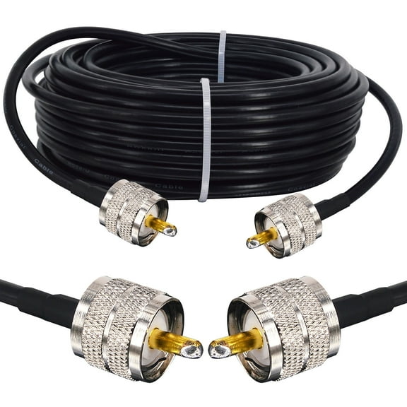 Upgraded UHF PL259 Cable 49.2ft UHF Male to Male Cable CB Coax Cable Low Loss UHF PL259 Extension Cable for CB Ham Radio, Antenna| LMR200 Equivalent, Better Than RG58