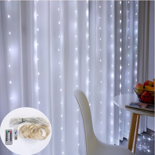 Guirnalda de cortina LED 3M en la ventana festón de luces de hadas con alimentación USB con guirnalda de Año Nuevo remoto luces Led decoración de Navidad Tan Jianjun unisex