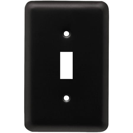 Steel Blank Wall Plate - Franklin Brass Stamped Round Single Switch Wall Plate in Flat Black