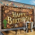 thumbnail image 4 of Western Cowboy Happy Birthday Backdrop Rustic Rodeo Boots Hat Wooden Floor Birthday Photography Background Wild West Cowboy Baby Shower Party Decorations Banner Supplies Photo Booth Props, 4 of 5
