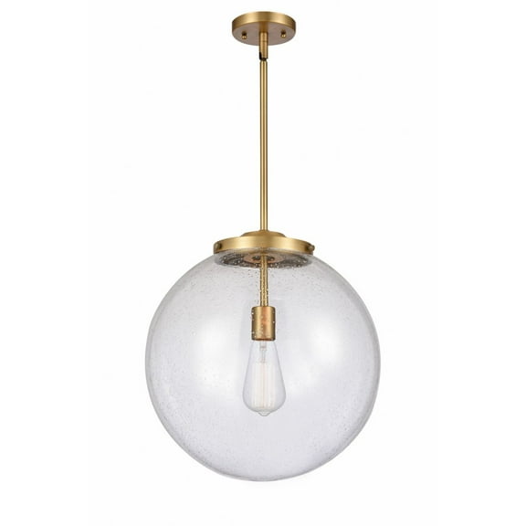 221-1S-BB-G204-16-Innovations Lighting-Beacon - 1 Light Pendant In Industrial Style-17 Inches Tall and 16 Inches Wide-Brushed Brass Finish-Seedy Glass