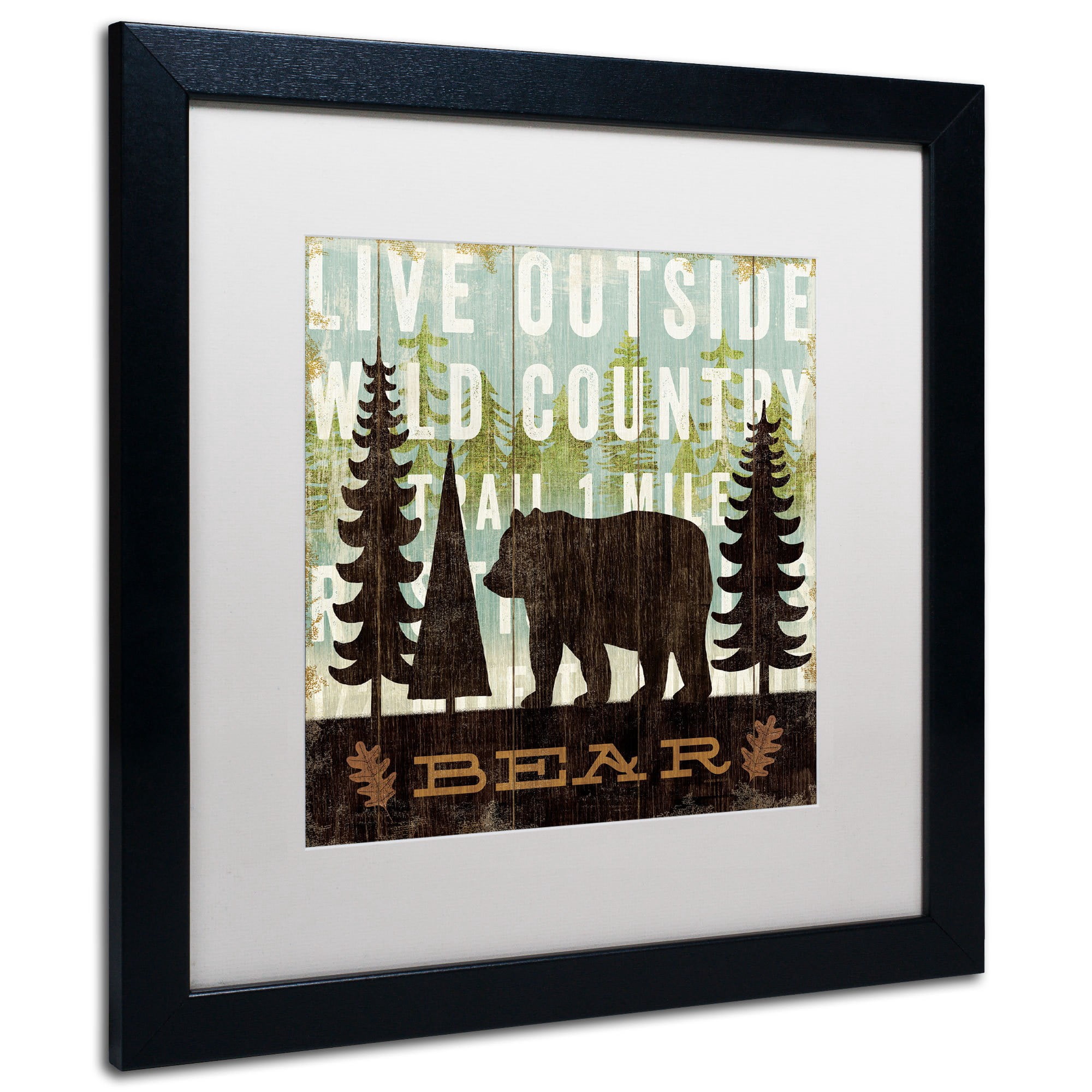 Trademark Fine Art "Simple Living Bear" Canvas Art by Michael Mullan, White Matte, Black Frame