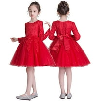 Esaierr Kids Toddler Baby Girls Long Sleeve Dress Wedding Dress 3-12T Mother of the Bride Dresses Flower Girl Dress Formal Dresses for Women Wedding Guest