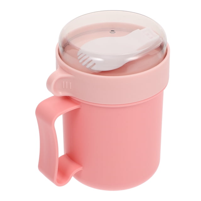 NUOLUX 1Jgo Taza De Desayuno Rosa Con Compatible Para Leche Y Cereal Portátil Y Duradera