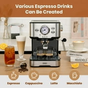 GEVI 20 Bar Stainless Steel Espresso Machine with Milk Frother Wand and Dual Temperature Control, GECME403L-U