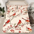 thumbnail image 2 of Castle Fairy Teenagers Red Sparrows 3pcs Twin Sheet Sets,Tree Branches Twin Fitted Sheet,Merry Christmas Breathable Flat Sheet,Super Cozy Room Decor, 2 of 7