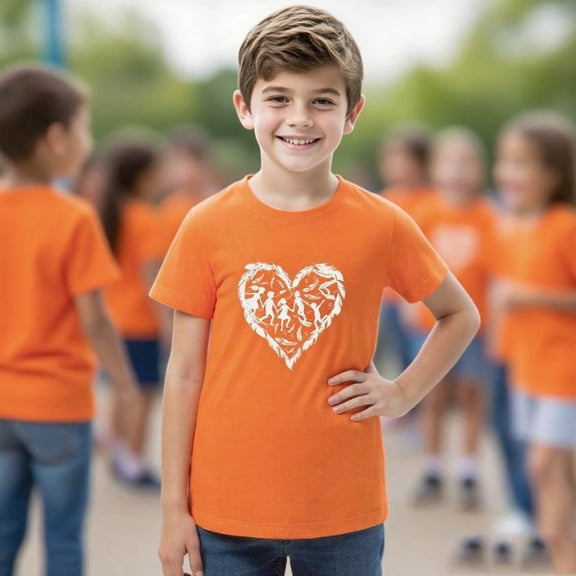 Eltusu Boys Summer T-Shirts, Pullover Crewneck Printed Short Sleeve Kids Tops Orange Size 3-15T