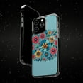 thumbnail image 6 of DistinctInk Hybrid (Acrylic / TPU) Clear Slim Fit Case for Apple iPhone 15 Pro (6.1" Screen) - "Minimalist Cartoon Spring Flowers on Blue", 6 of 8