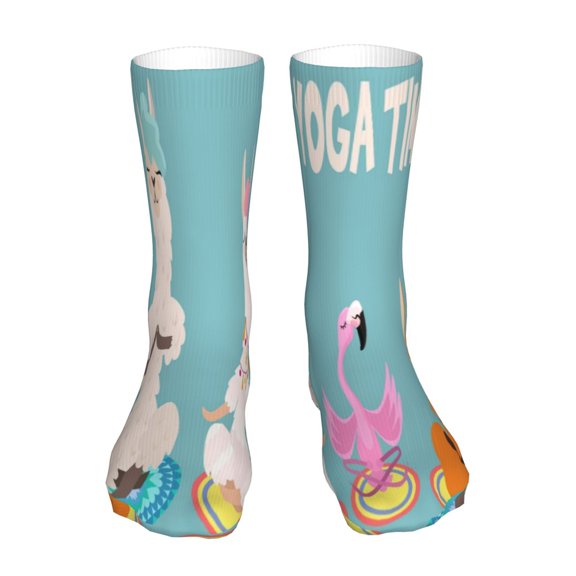 KLL Animal Meditation Print Womens Crew Socks Athletic Middle Tube Long Socks Novelty Socks Gifts For Men