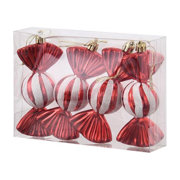 LILYES 4pcs Colgantes De Caramelo De Navidad , Galvanoplastia De Plástico , Decoración Del Hogar Christma Tree Hanging Colorido Pintado Niños