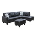 thumbnail image 2 of Agathea 97" Wide 3 Pieces Faux Letter Right Facing Sofa Set with ottoman, 2 of 4